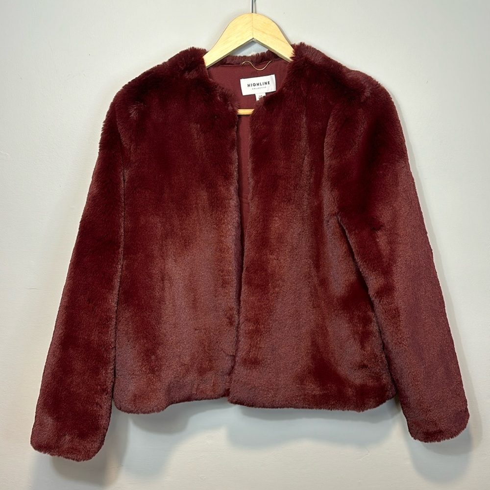 Highline Collective Dark Red Lux Fur Jacket S